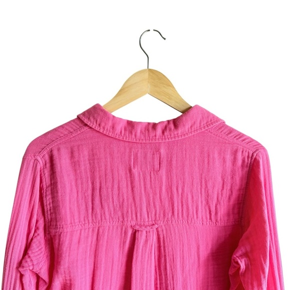 Rails Ellis Shirt XS Hibiscus Pink Button Down Top Gauze Cotton - Picture 14 of 15
